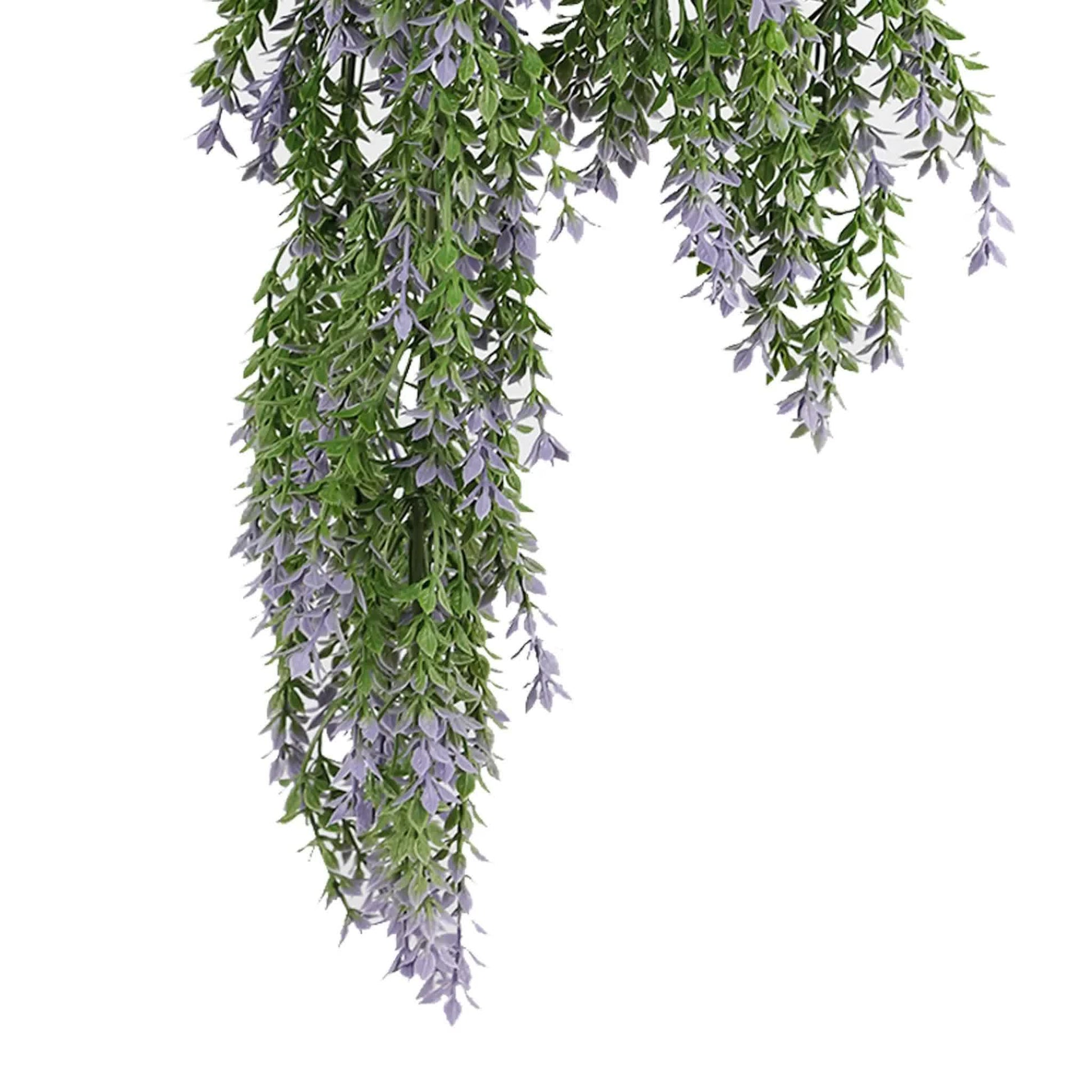 Artificial Hanging Purple and Green Willow Leaf Garland Bush UV Resistant and Fire Rated 20cm x 76cm V637-DP1242FR
