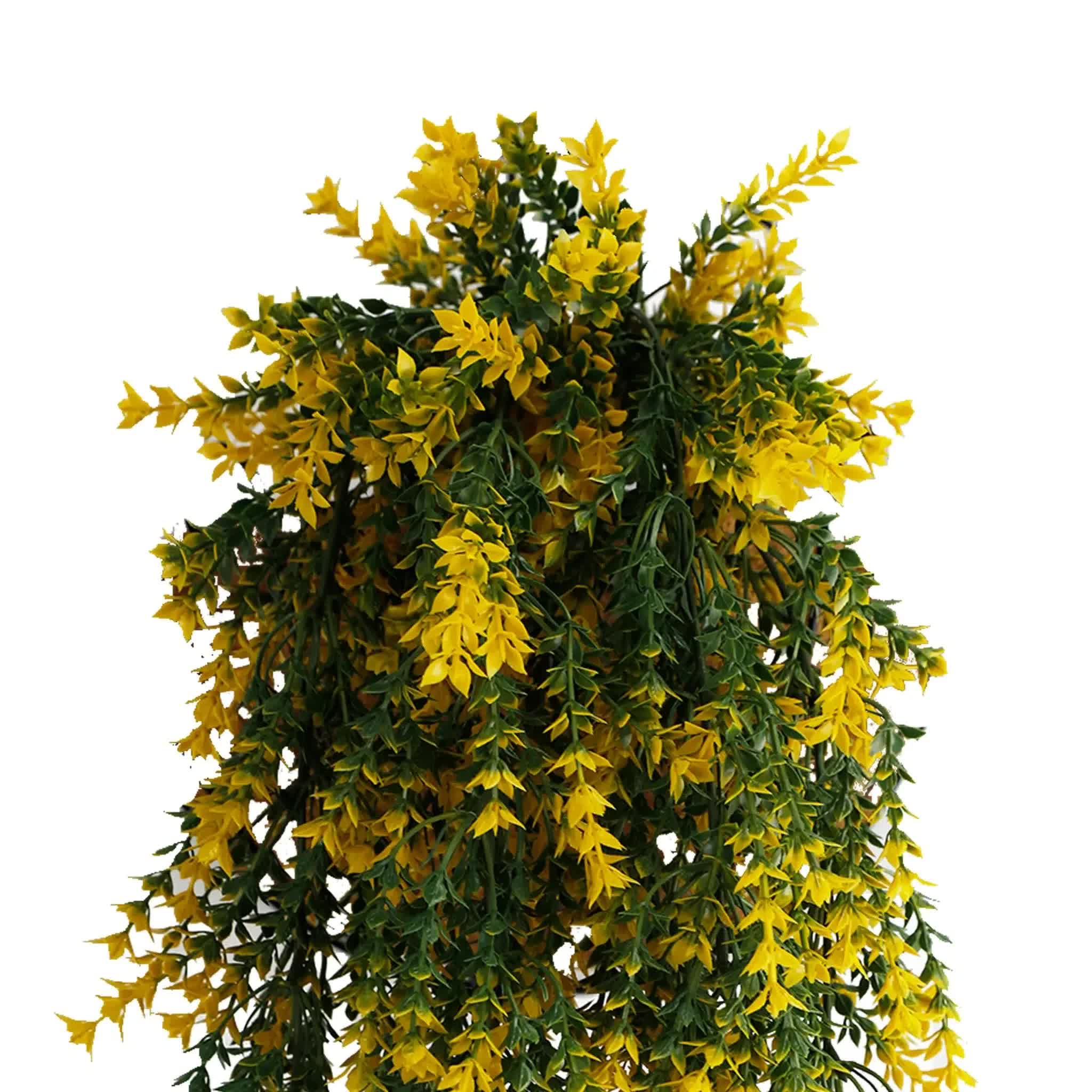 Artificial Hanging Yellow and Green Willow Leaf Garland Bush UV Resistant and Fire Rated 20cm x 76cm V637-DP1243FR