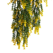 Artificial Hanging Yellow and Green Willow Leaf Garland Bush UV Resistant and Fire Rated 20cm x 76cm V637-DP1243FR