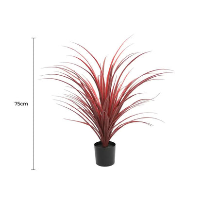 Burgundy Potted Artificial Long Grass (Yucca Grass) 75cm UV Resistant V637-DP189562