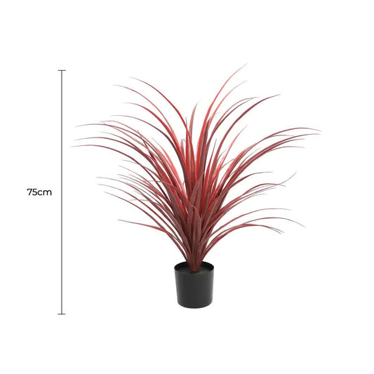 Burgundy Potted Artificial Long Grass (Yucca Grass) 75cm UV Resistant V637-DP189562