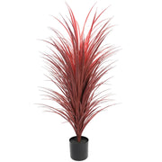 Burgundy Potted Artificial Long Grass (Yucca Grass) 115cm UV Resistant V637-DP189662
