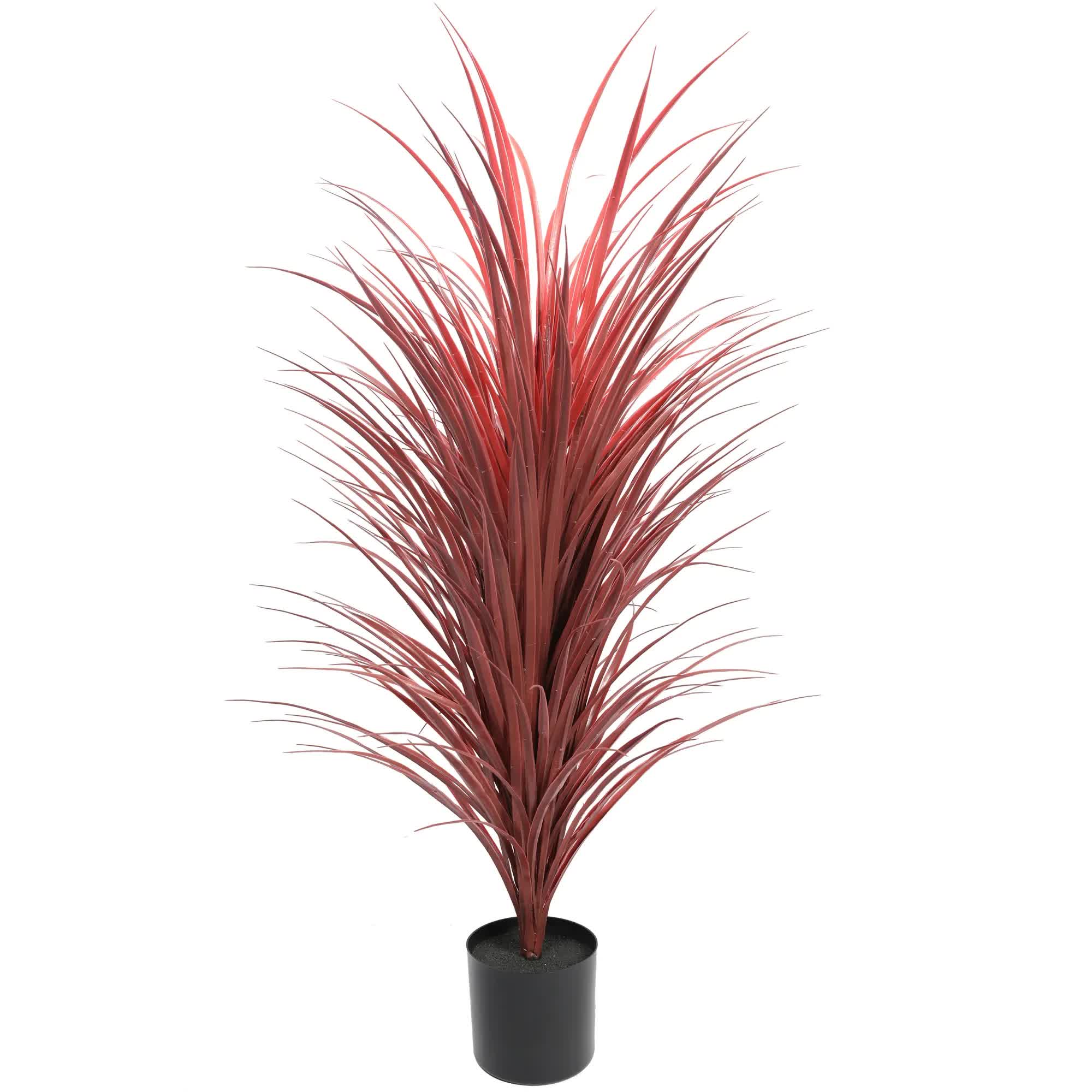 Burgundy Potted Artificial Long Grass (Yucca Grass) 115cm UV Resistant V637-DP189662