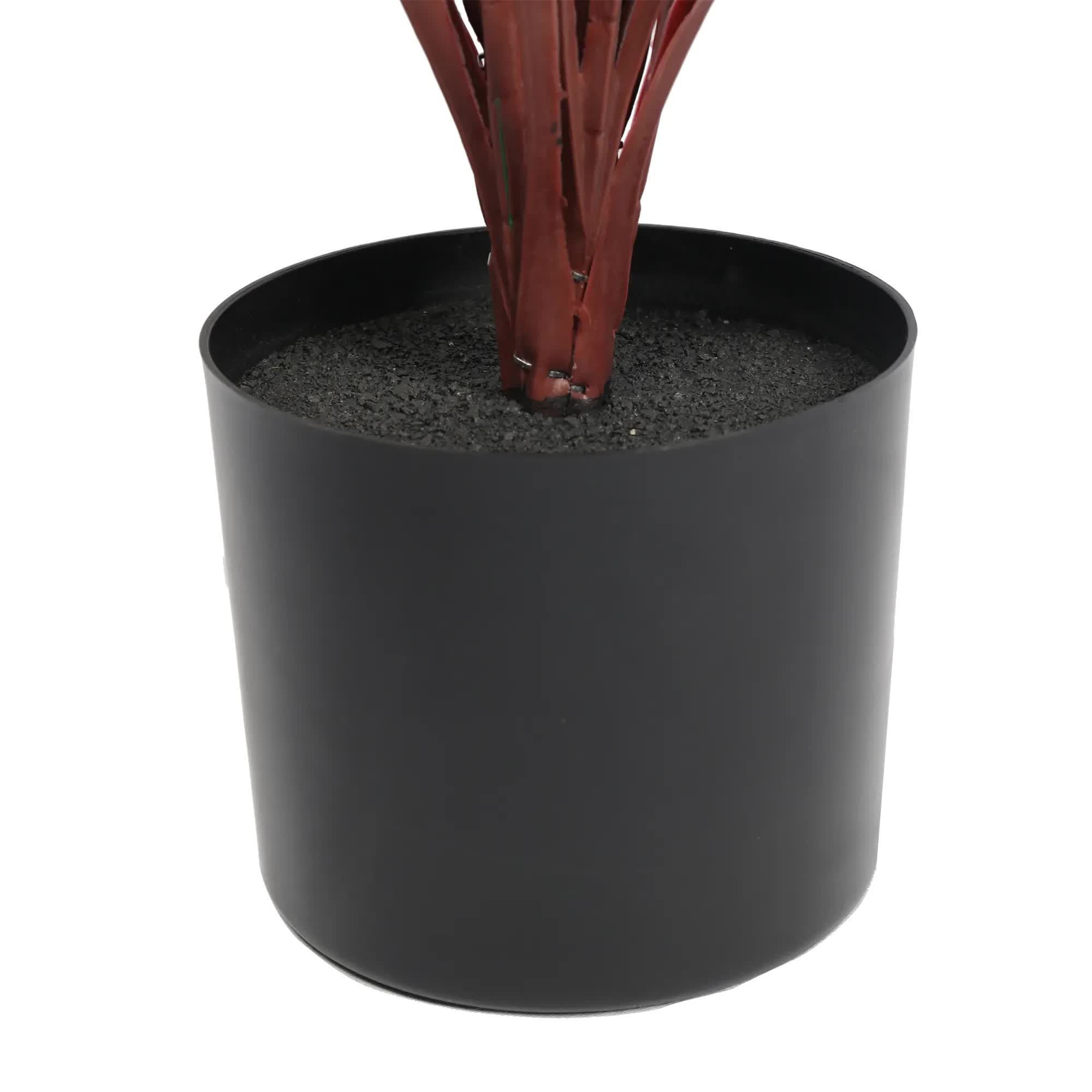 Burgundy Potted Artificial Long Grass (Yucca Grass) 115cm UV Resistant V637-DP189662