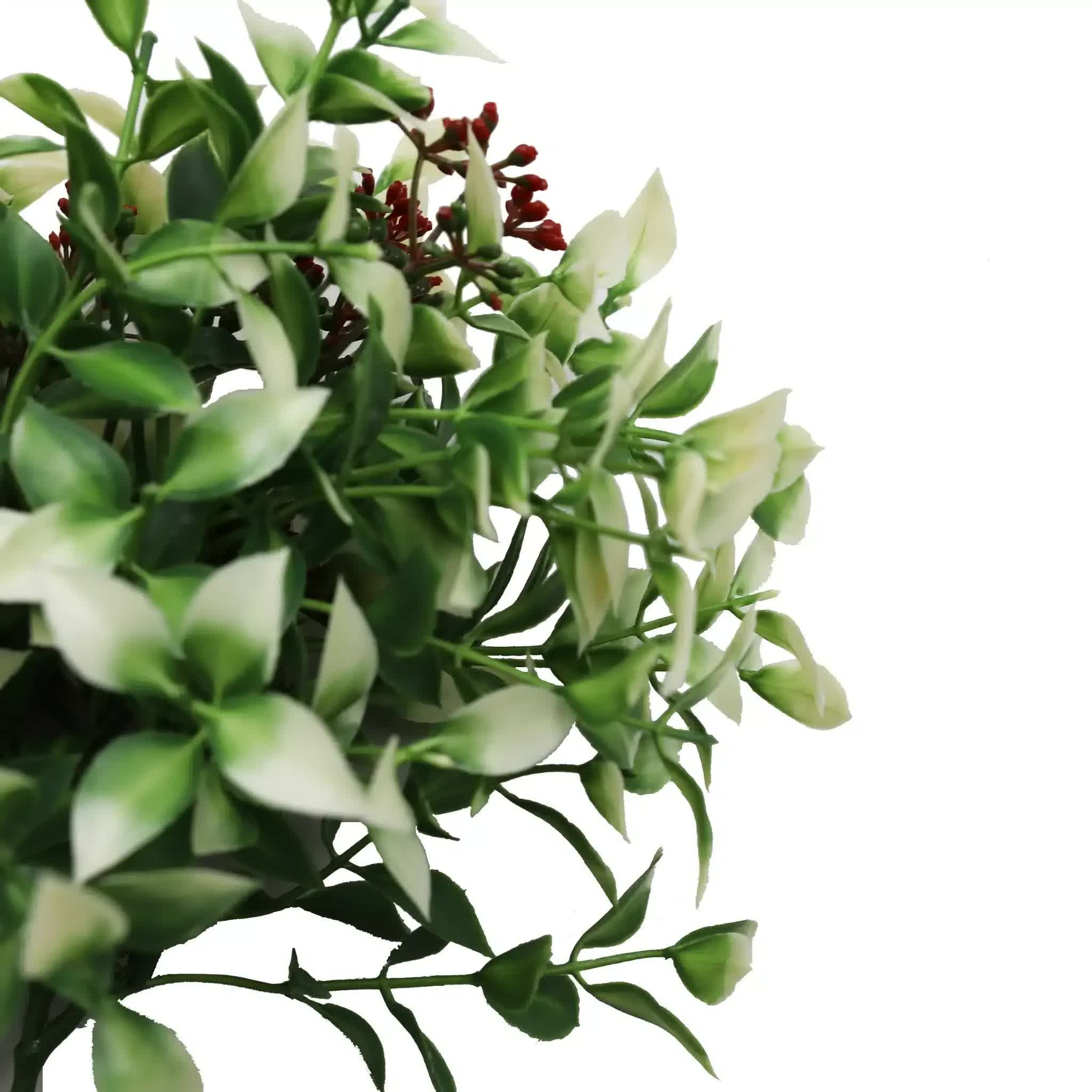 Artificial Flowering Holly Plant Stem UV Resistant 26cm V637-DP22569