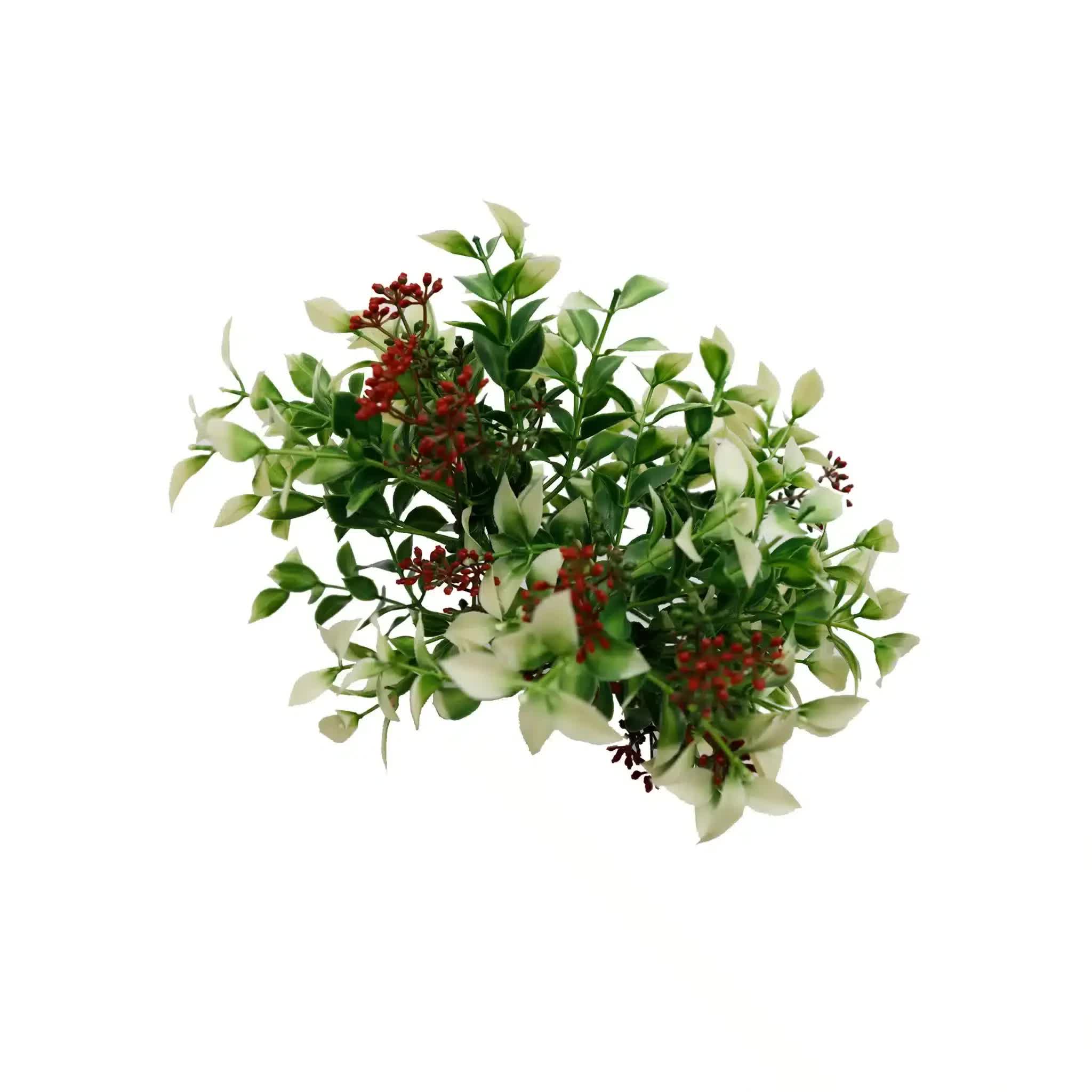 Artificial Flowering Holly Plant Stem UV Resistant 26cm V637-DP22569
