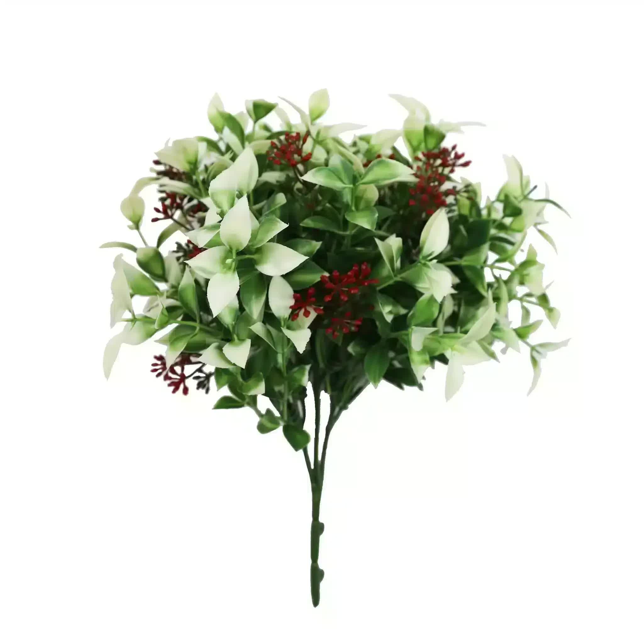 Artificial Flowering Holly Plant Stem UV Resistant 26cm V637-DP22569