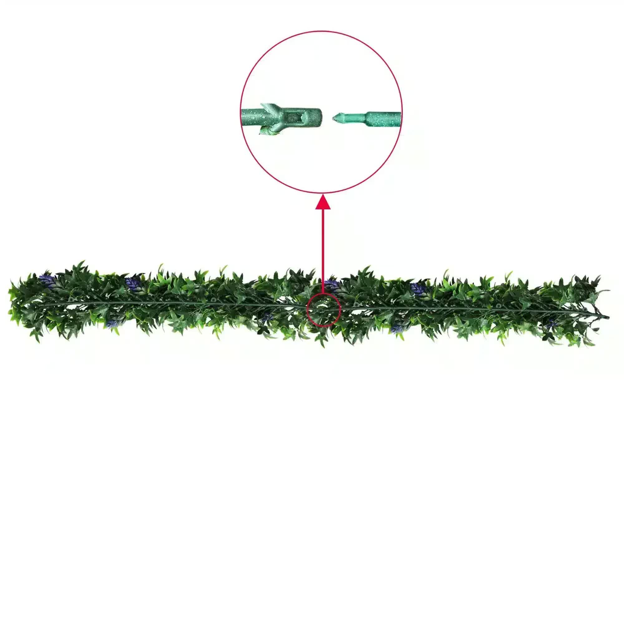 Artificial Extendable Hanging Bright Green Ivy Bush with Purple Flowers 55cm UV Resistant V637-DP22582
