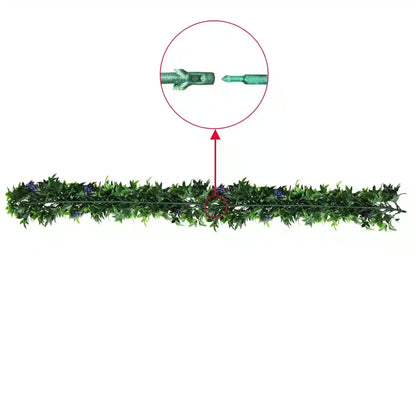 Artificial Extendable Hanging Bright Green Ivy Bush with Purple Flowers 55cm UV Resistant V637-DP22582