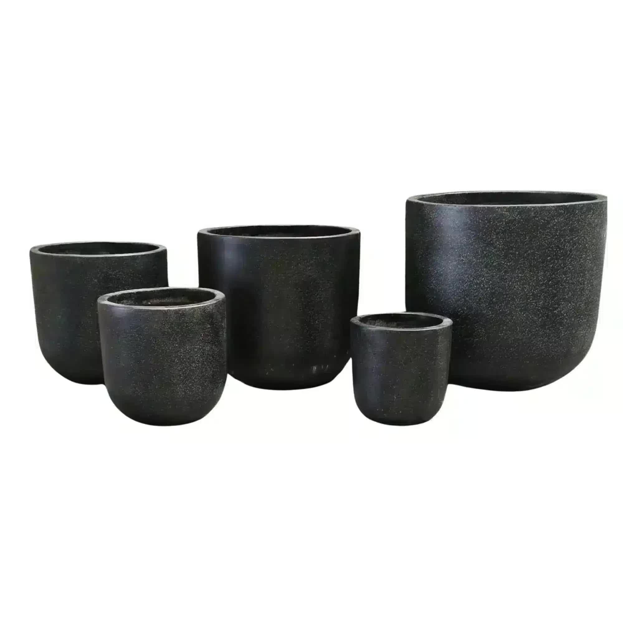 Modern Black Rounded Terrazzo Planters Set of 5 Bulk Savings V637-DP28091
