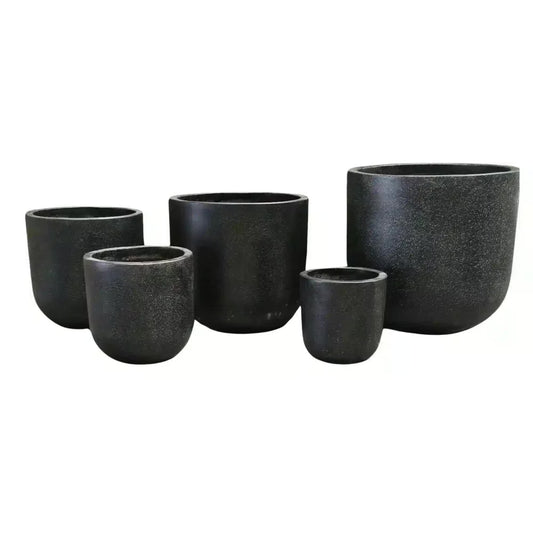 Modern Black Rounded Terrazzo Planters Set of 5 Bulk Savings V637-DP28091