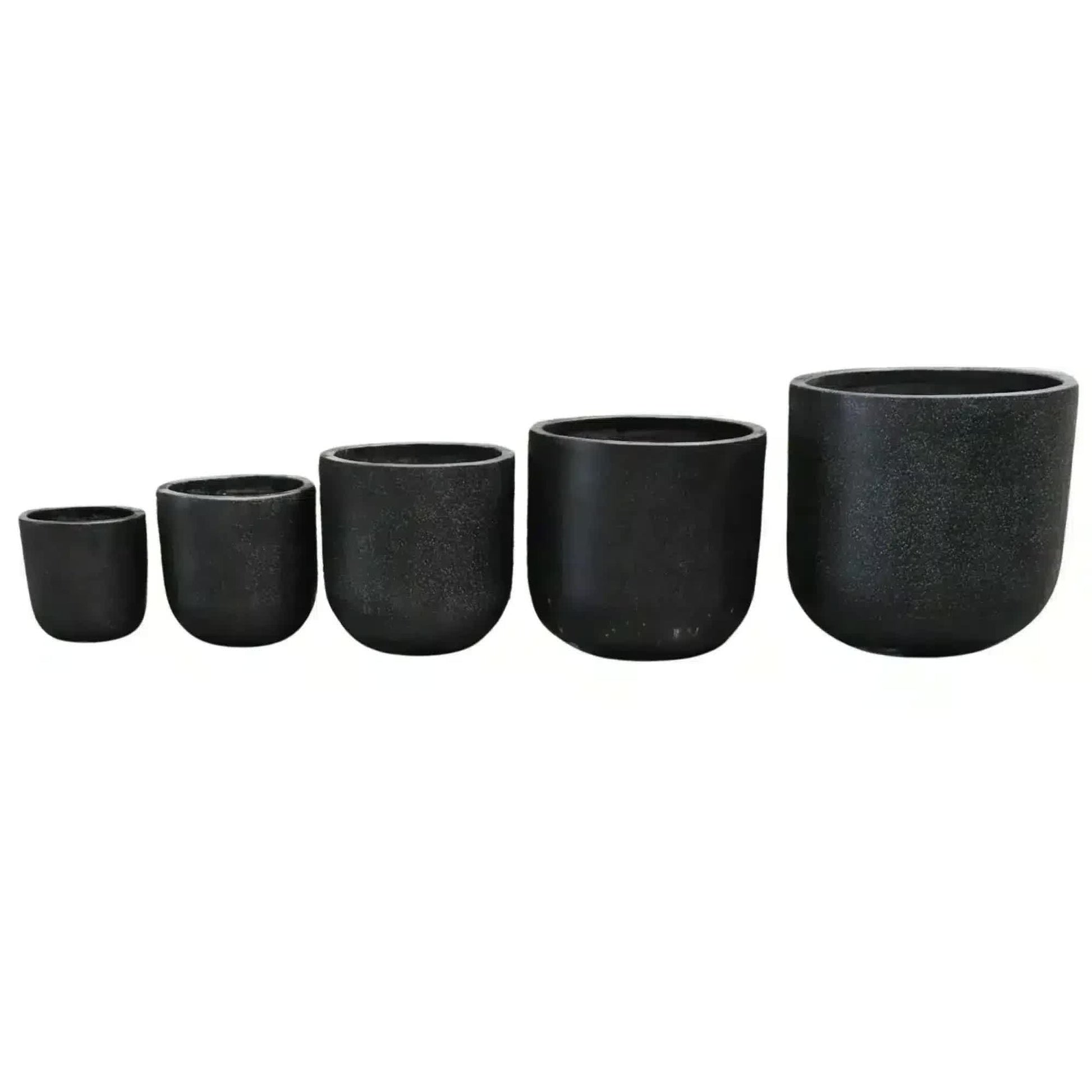 Modern Black Rounded Terrazzo Planters Set of 5 Bulk Savings V637-DP28091