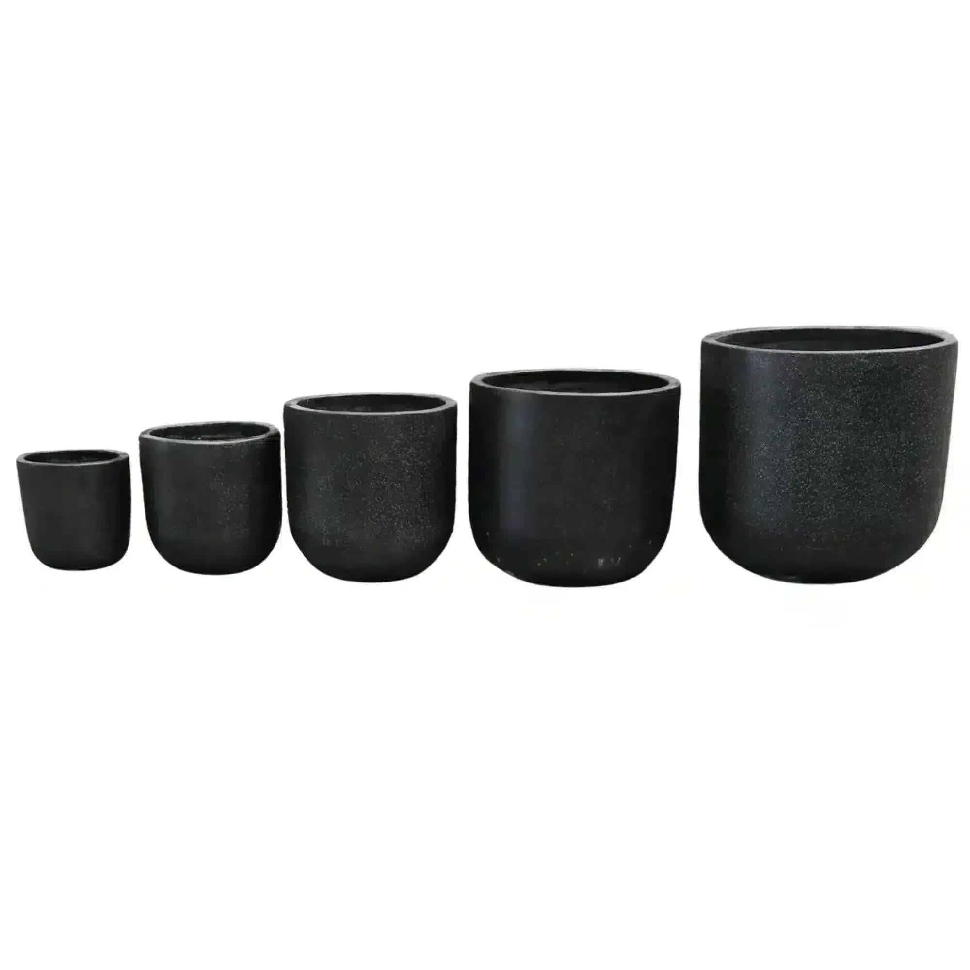 Modern Black Rounded Terrazzo Planters Set of 5 Bulk Savings V637-DP28091