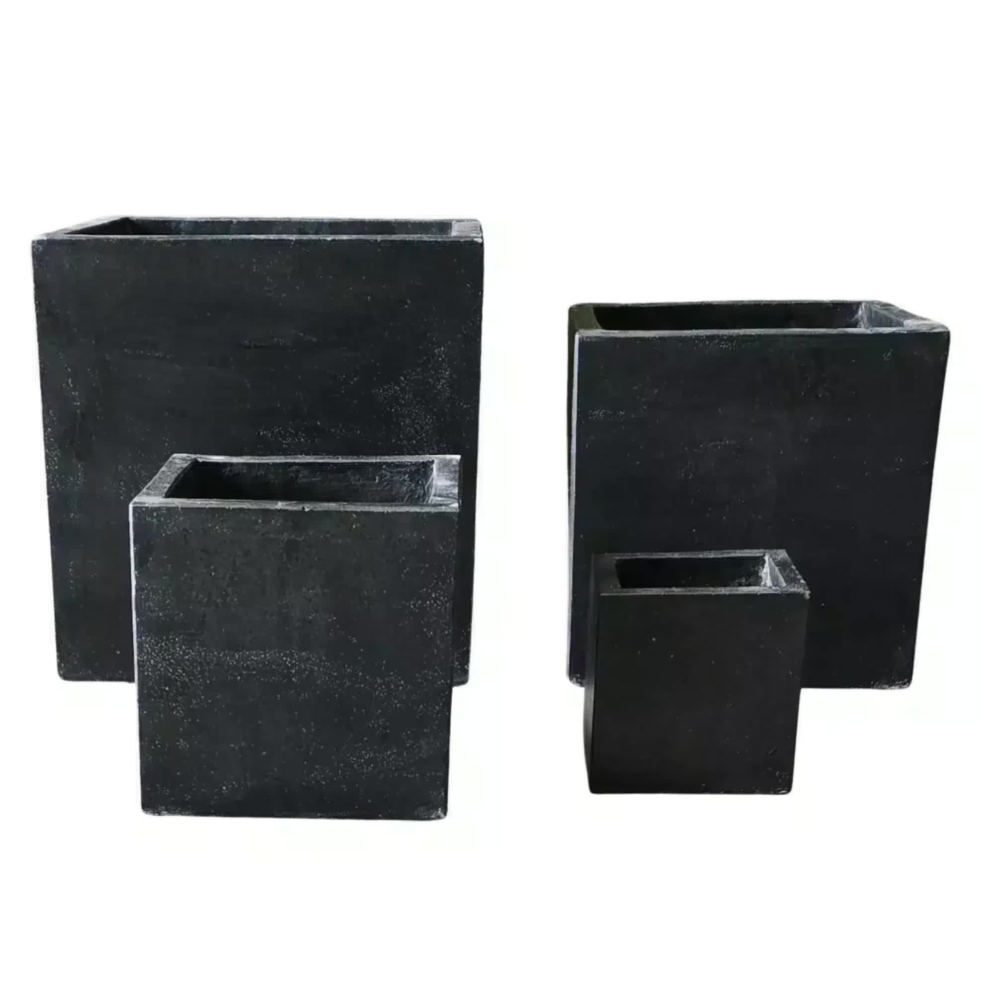 Modern Black Terrazzo Square Planters (Set of 4) Bulk Set Savings V637-DP289107