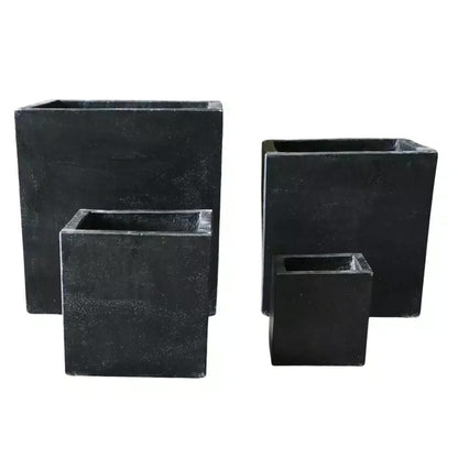 Modern Black Terrazzo Square Planters (Set of 4) Bulk Set Savings V637-DP289107