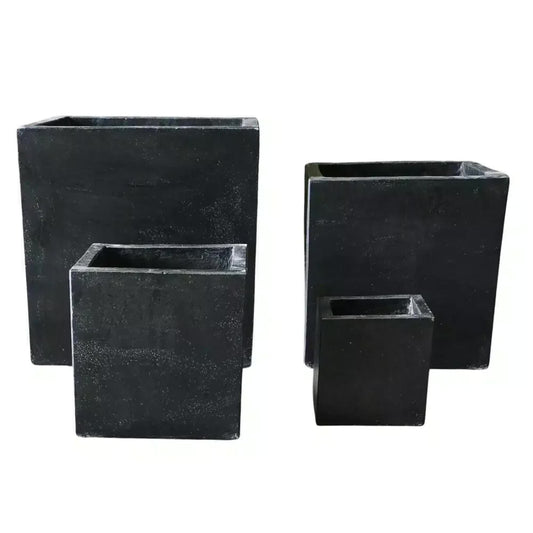 Modern Black Terrazzo Square Planters (Set of 4) Bulk Set Savings V637-DP289107