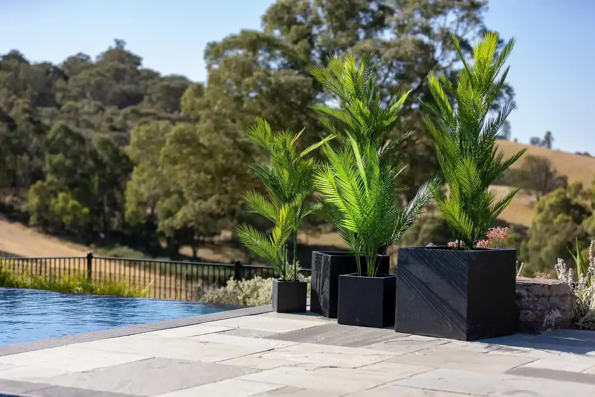 Modern Black Terrazzo Square Planters (Set of 4) Bulk Set Savings V637-DP289107