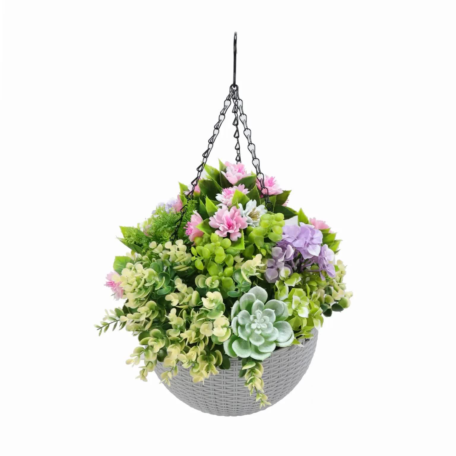 Hanging Artificial Succulent Basket 36cm UV Resistant V637-DP29663