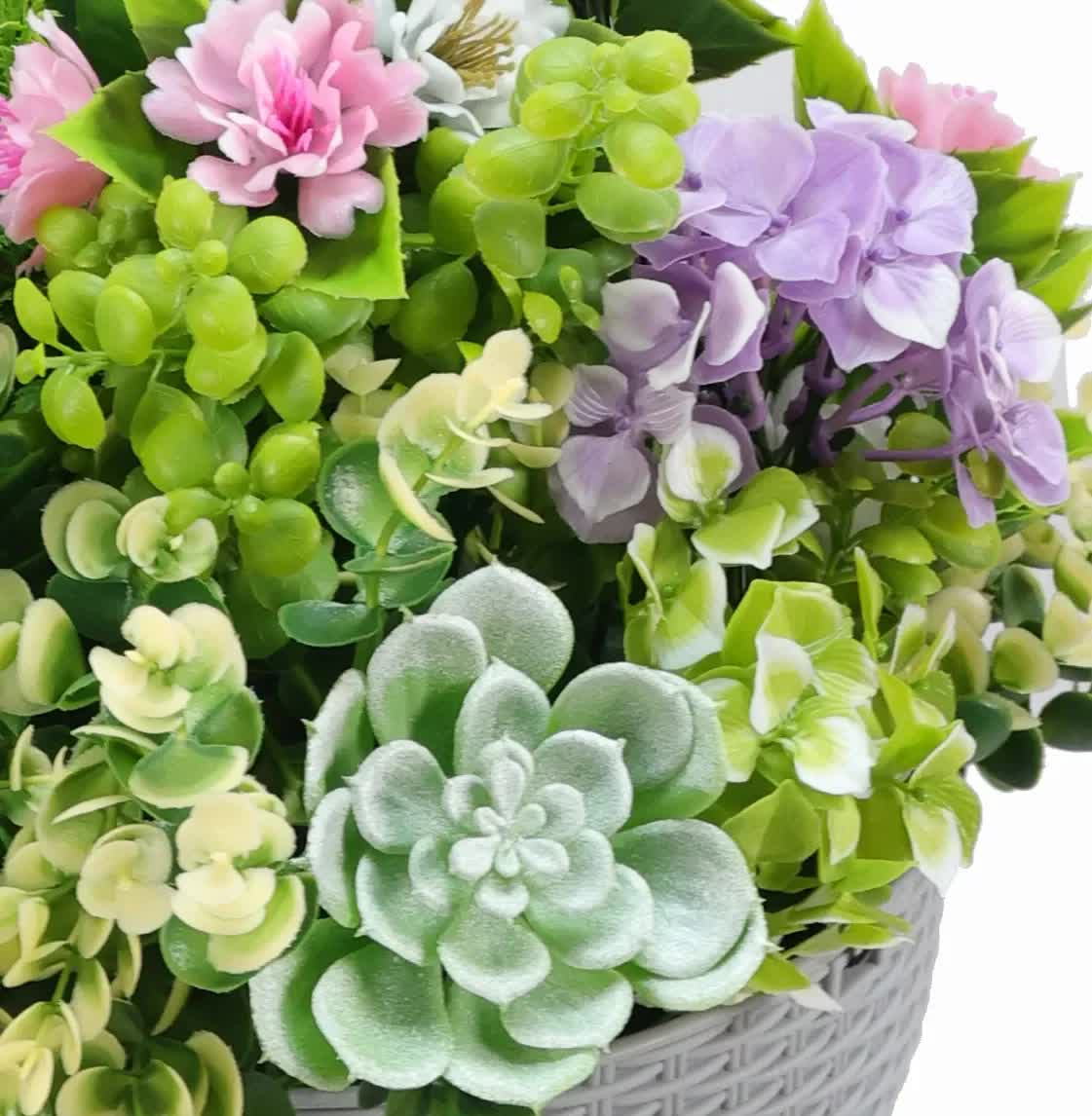 Hanging Artificial Succulent Basket 36cm UV Resistant V637-DP29663