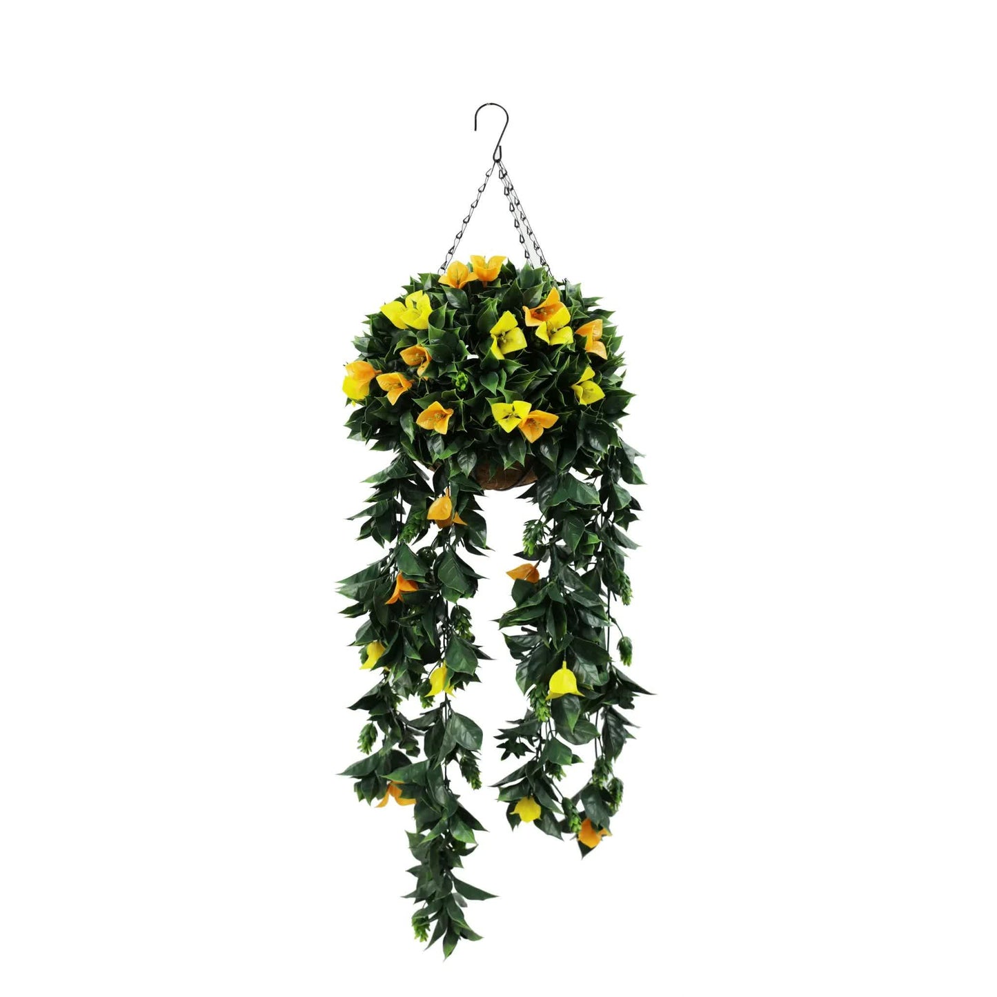 Artificial Hanging Basket Orange and Yellow Bouganvillea 30cm x 80cm Long UV Resistant V637-DP3125