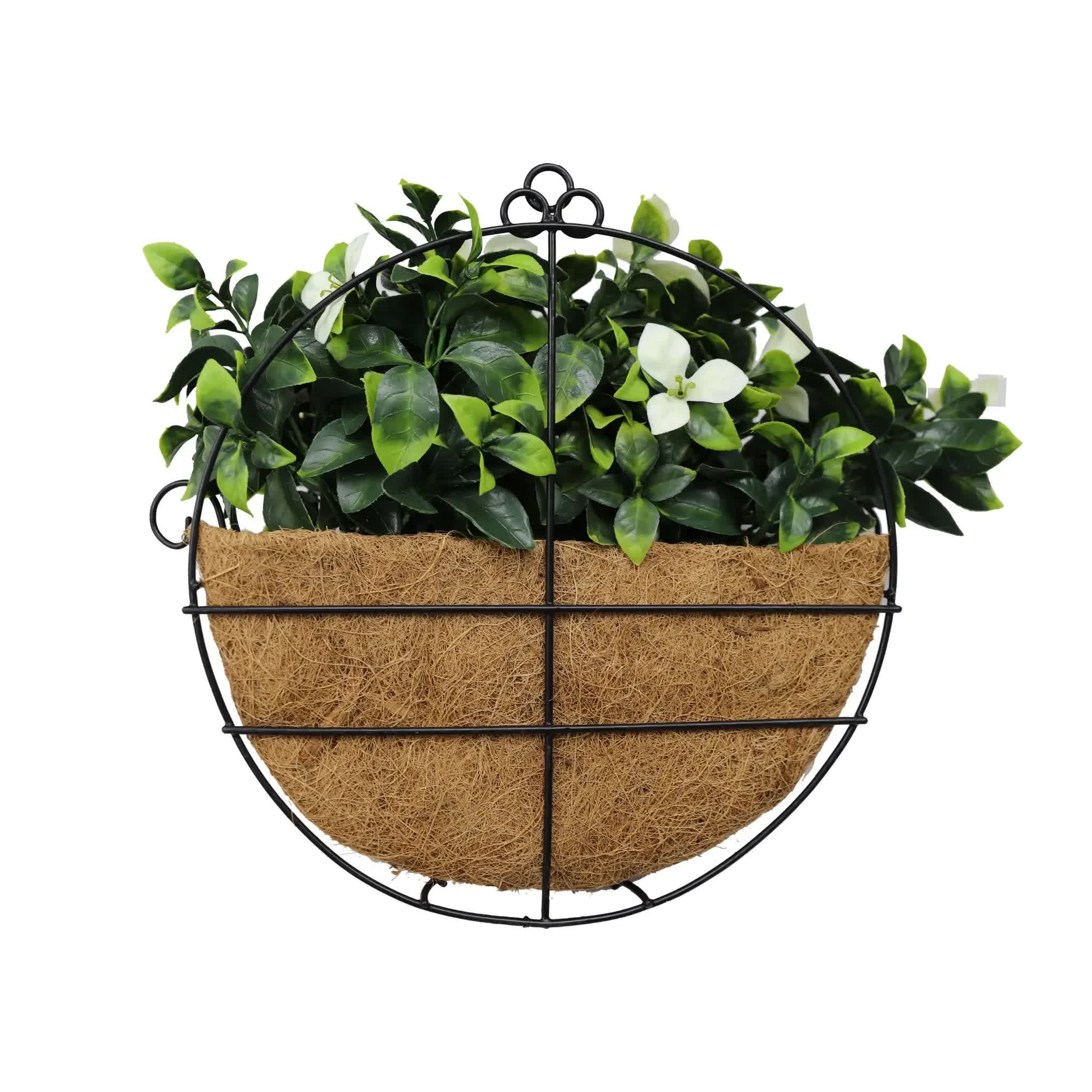Artificial Wall Basket - Flowering White Jasmine Basket 20cm x 35cm Long UV Resistant V637-DP3127