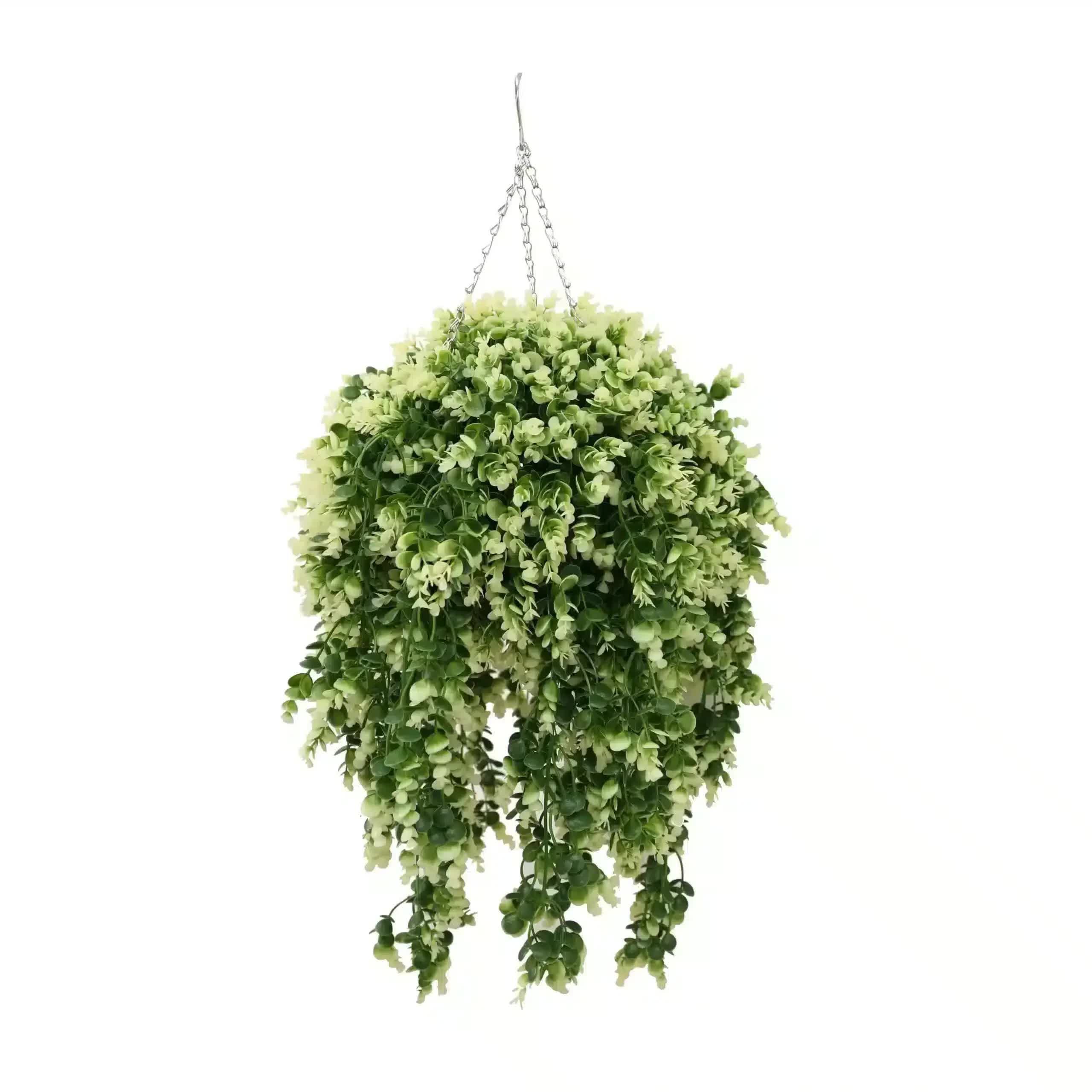 Artificial Spring Evergreen Hanging Basket UV Resistant 43cm V637-DP3210603