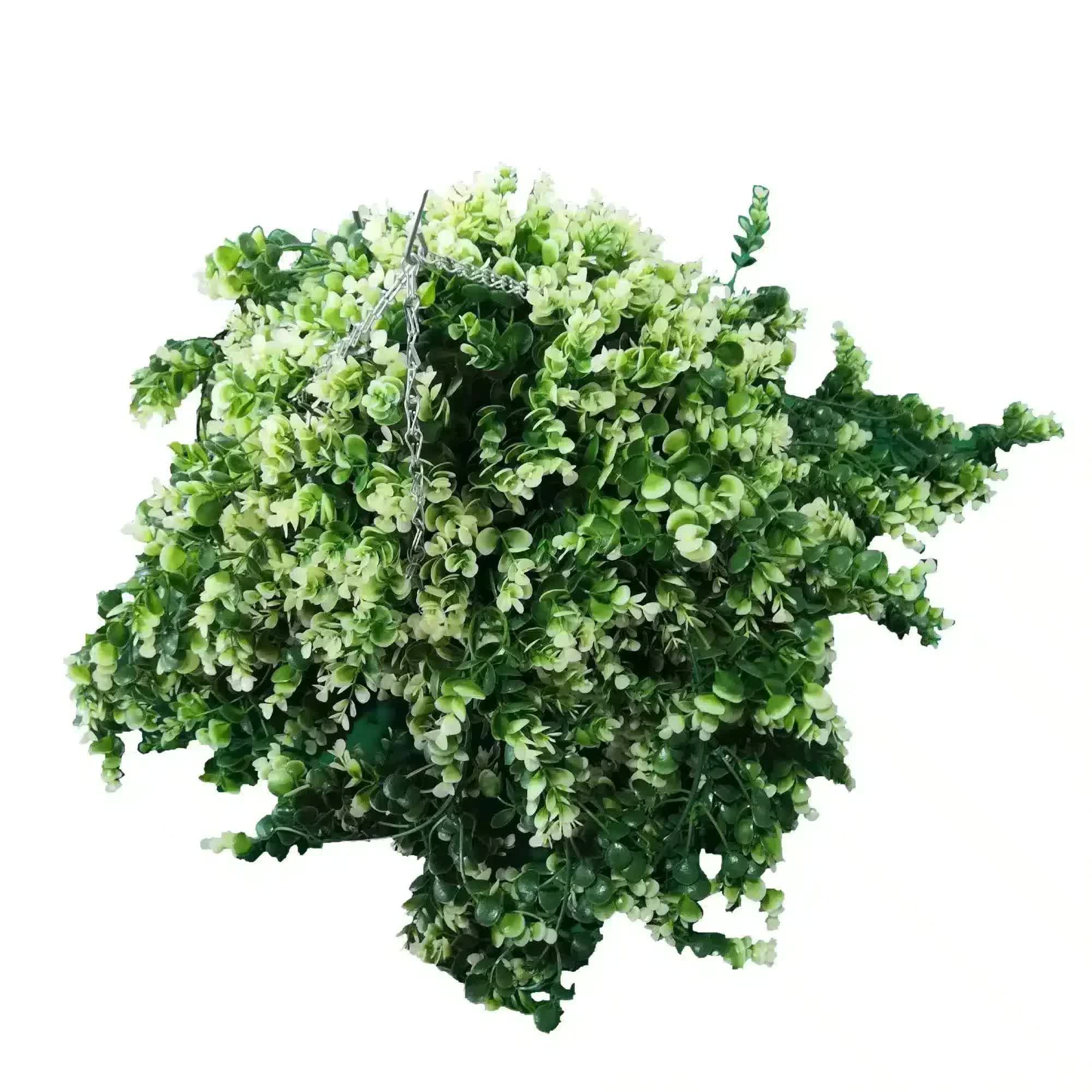 Artificial Spring Evergreen Hanging Basket UV Resistant 43cm V637-DP3210603