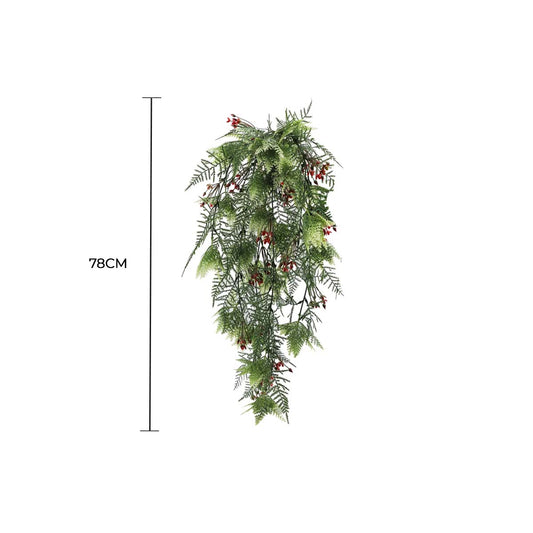 Artificial Hanging Christmas Myrtle and Flowering Holly UV Resistant 78cm V637-DP60091