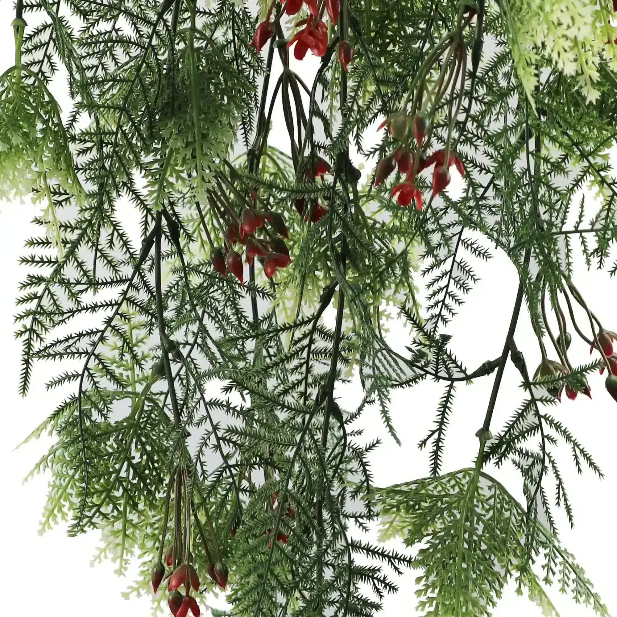 Artificial Hanging Christmas Myrtle and Flowering Holly UV Resistant 78cm V637-DP60091