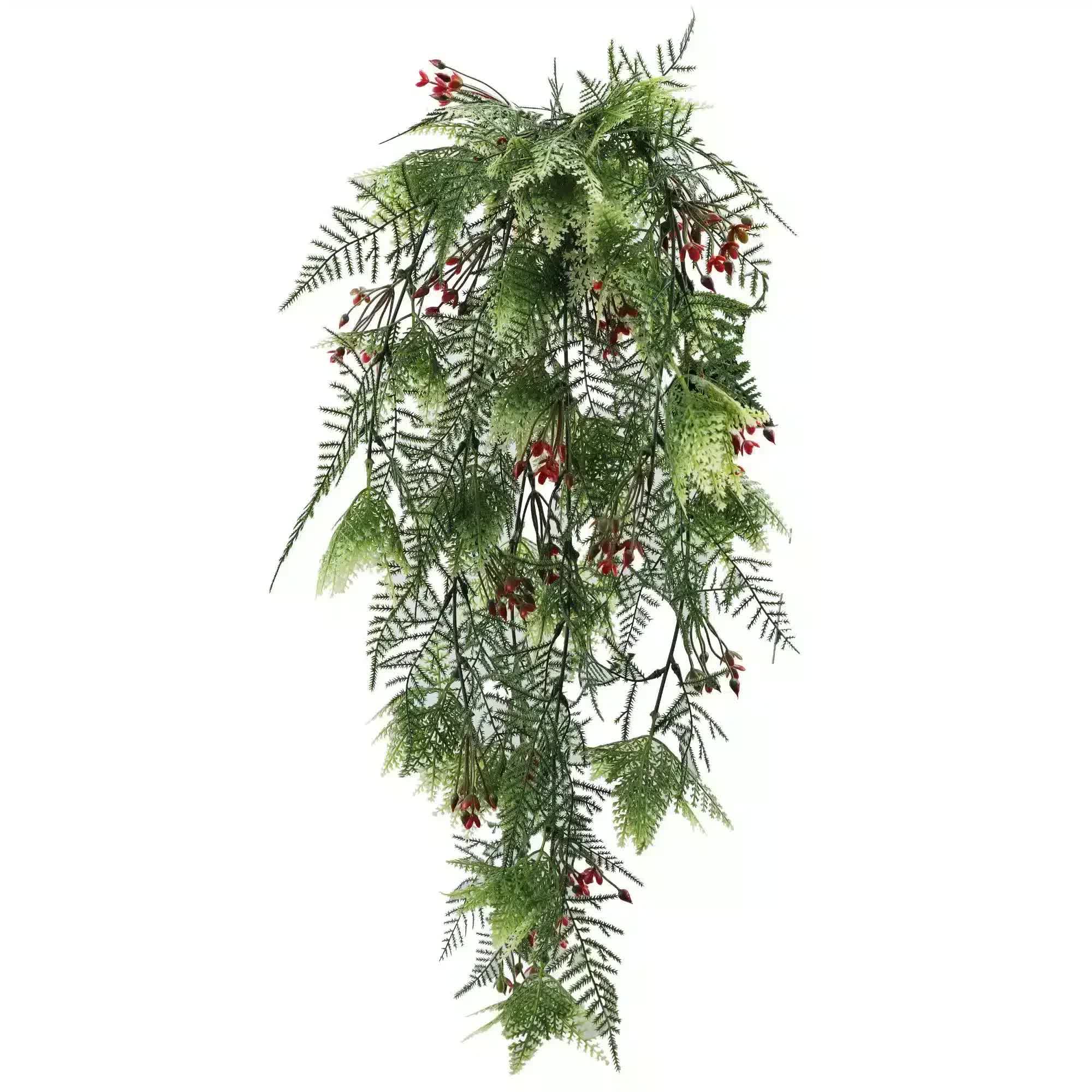 Artificial Hanging Christmas Myrtle and Flowering Holly UV Resistant 78cm V637-DP60091