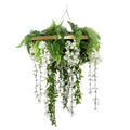 Gold Framed Roof Hanging Disc with Draping Life-Like Wisteria Flowers UV Resistant 60cm V637-DP7778001G