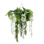 Silver Framed Roof Hanging Disc With Draping Life-Like Wisteria Flowers UV Resistant 60cm V637-DP7778001S