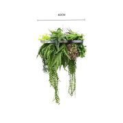 Silver Framed Roof Hanging Disc With Tropical Foliage Mix and Draping Stems 60cm UV Resistant V637-DP80105