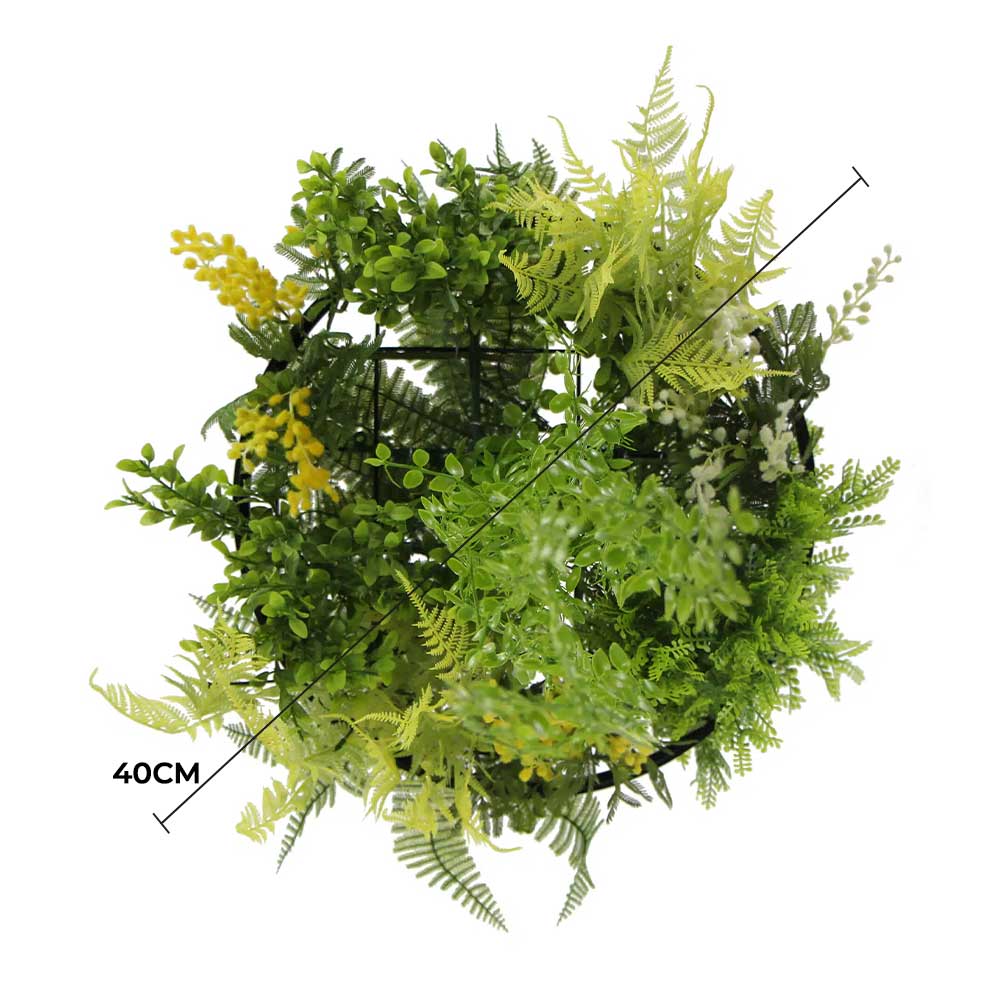 Black Framed Roof Hanging Disc with Draping Life-like Plants 40cm V637-DP88000B