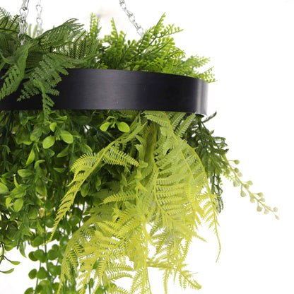 Black Framed Roof Hanging Disc with Draping Life-like Plants 40cm V637-DP88000B