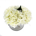 Premium Faux Hydrangea with Glass Vase (Artificial Flowering White Hydrangea) 23cm V637-DP88014