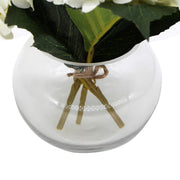 Premium Faux Hydrangea with Glass Vase (Artificial Flowering White Hydrangea) 23cm V637-DP88014