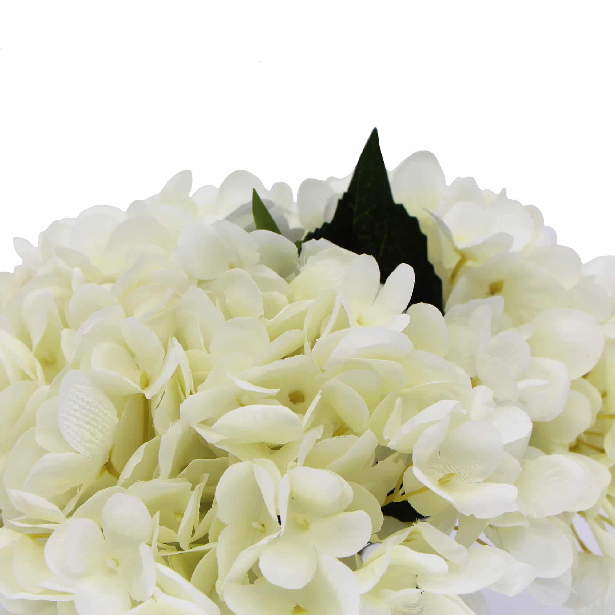 Premium Faux Hydrangea with Glass Vase (Artificial Flowering White Hydrangea) 23cm V637-DP88014