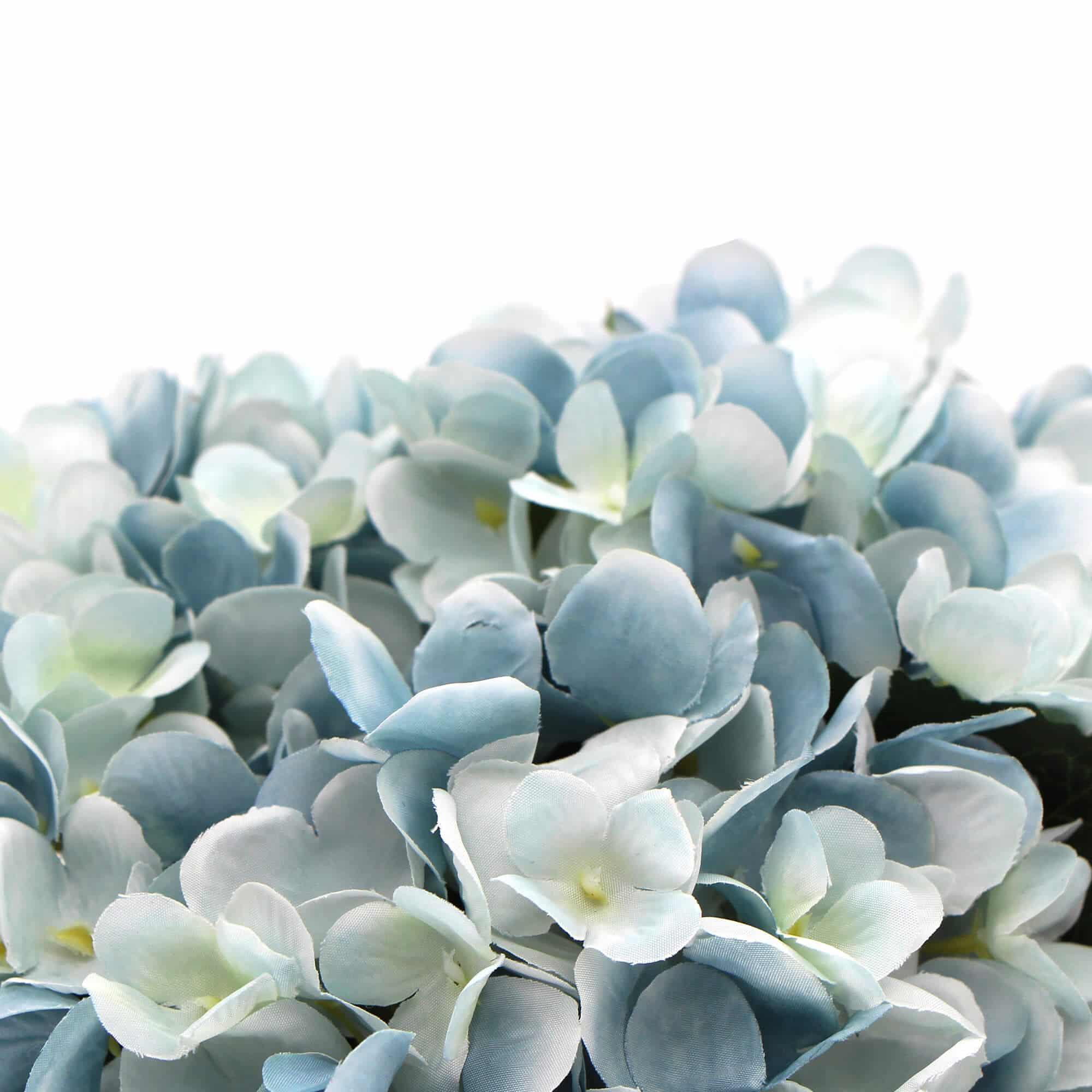 Premium Faux Hydrangea with Glass Vase (Artificial Flowering Blue Hydrangea) 23cm V637-DP88015