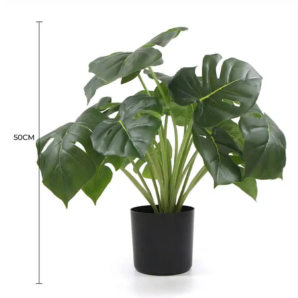 Dense Potted Artificial Monstera Deliciosa Plant With Real Touch Leaves 50cm V637-DP8870012