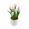 Flowering Pink Artificial Tulip Plant Arrangement With Ceramic Bowl 35cm V637-DP8870014