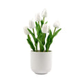 Flowering White Artificial Tulip Plant Arrangement With Ceramic Bowl 35cm V637-DP8870015