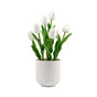 Flowering White Artificial Tulip Plant Arrangement With Ceramic Bowl 35cm V637-DP8870015