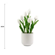 Flowering White Artificial Tulip Plant Arrangement With Ceramic Bowl 35cm V637-DP8870015