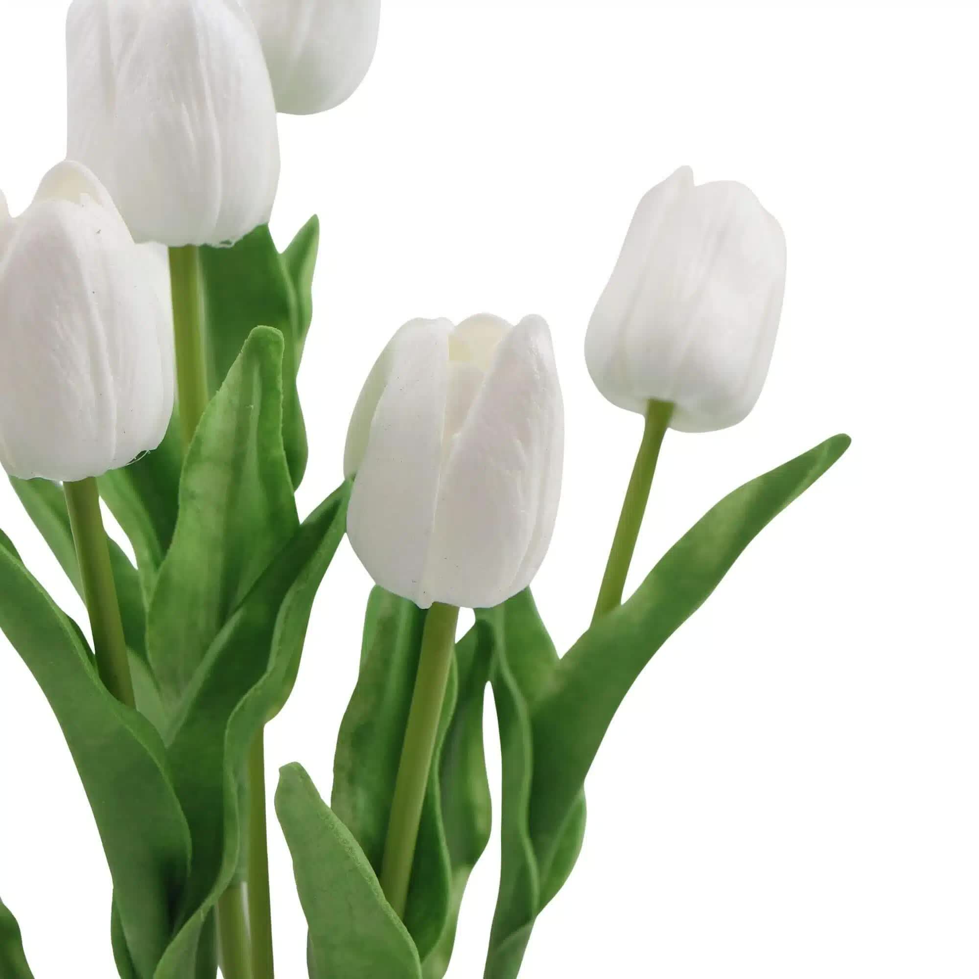 Flowering White Artificial Tulip Plant Arrangement With Ceramic Bowl 35cm V637-DP8870015