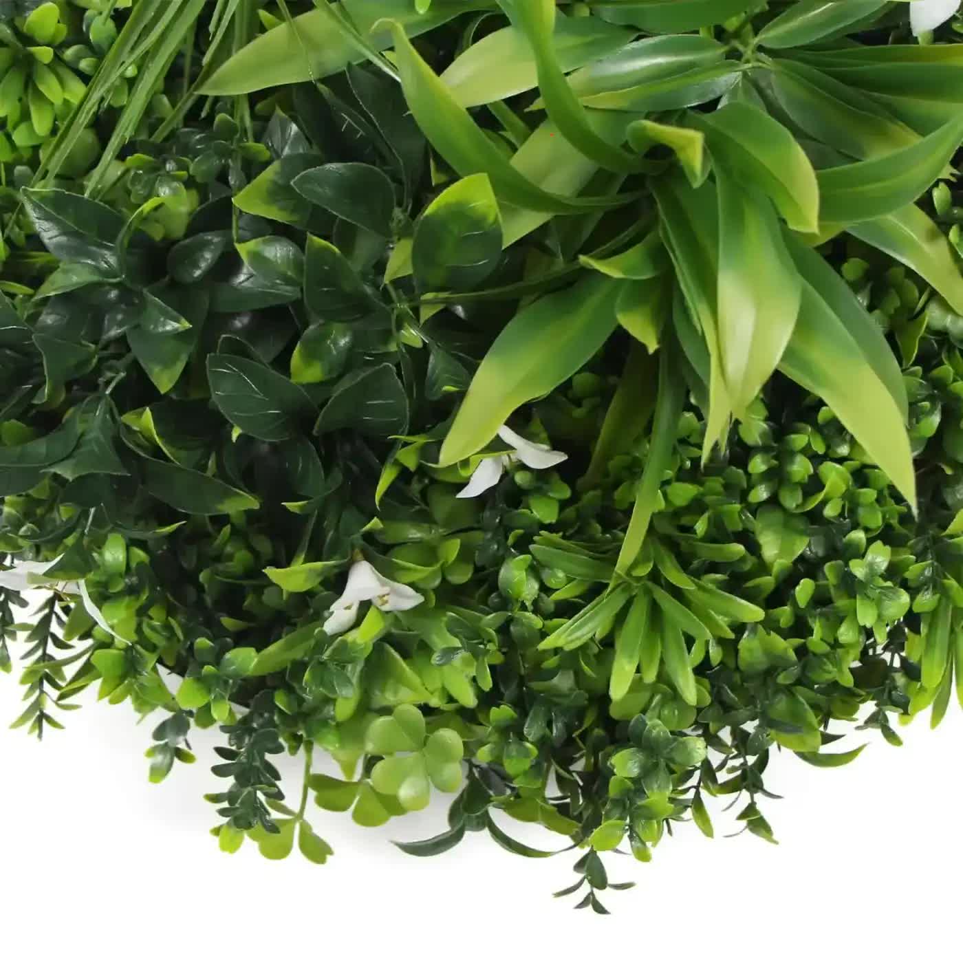 Slimline Flowering White Artificial Green Wall Disc UV Resistant 75cm (Black Frame) V637-DP8880022