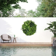 Slimline Flowering White Artificial Green Wall Disc UV Resistant 100cm (Black Frame) V637-DP8880024