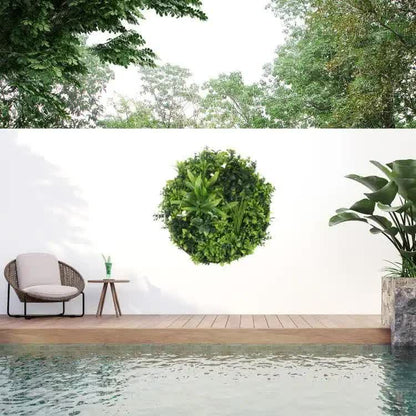 Slimline Flowering White Artificial Green Wall Disc UV Resistant 100cm (Black Frame) V637-DP8880024
