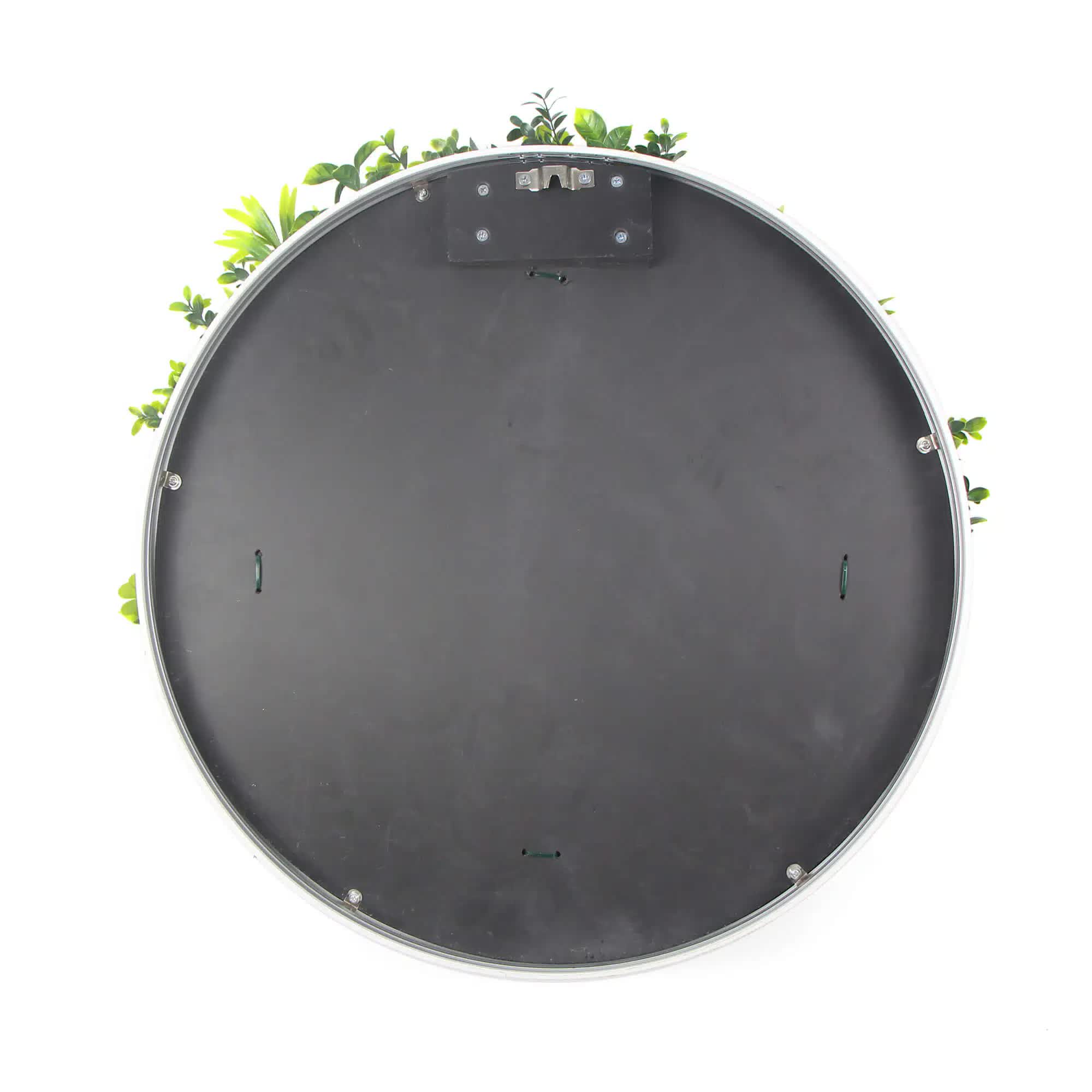 Slimline Flowering White Artificial Green Wall Disc UV Resistant 100cm (Black Frame) V637-DP8880024