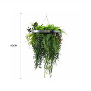 Premium Hanging Artificial Plant Arrangement with Black Frame 40cm UV Resistant V637-DP8888882B